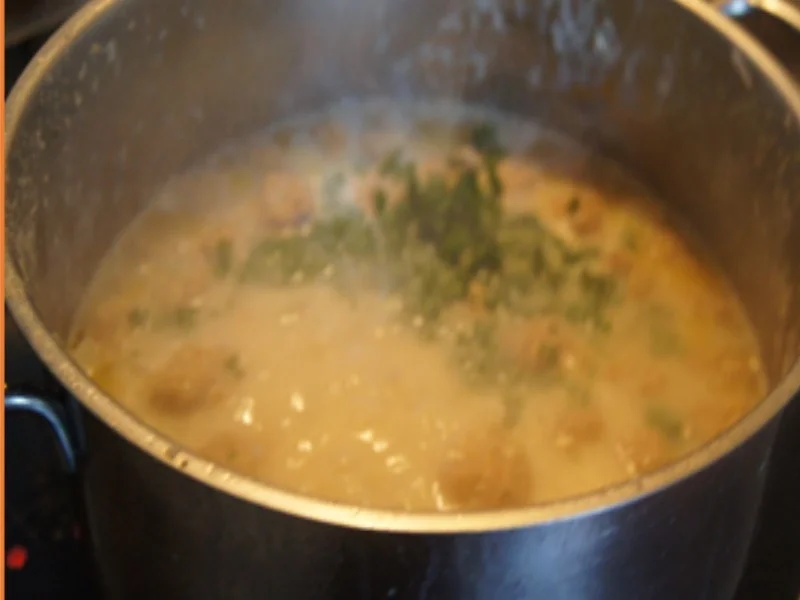 Rezept: Spargel-Sahne-Suppe mit Kohlrabi-und Mettbällchen-Einlage Bild Nr. 8 Spargel-Sahne-Suppe mit Kohlrabi-und Mettbällchen-Einlage - Rezept - Bild Nr. 8