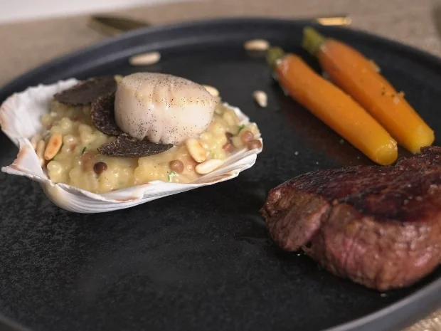 Bisonfilet mit Fregola Sarda Risotto und Vanille Karotten - Rezept - Bild Nr. 2