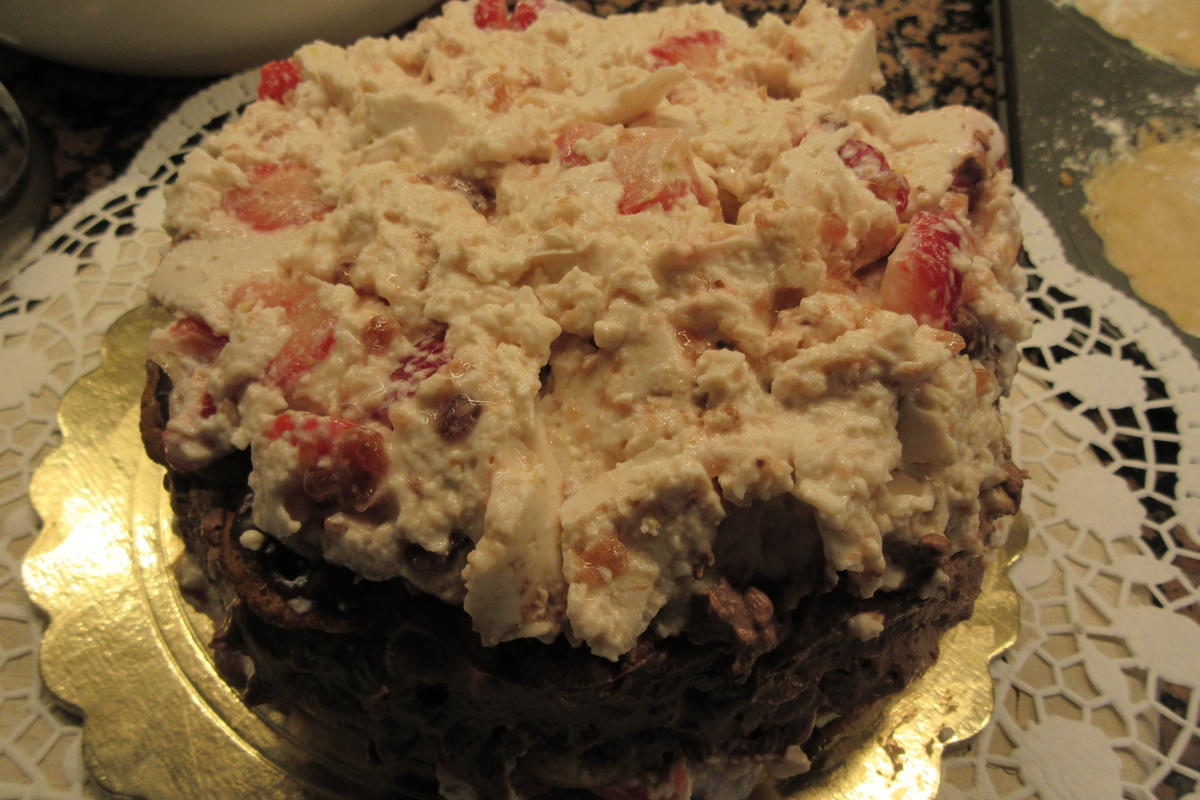 Backen : Waffeltorte mit Erdbeeren und Schokosahne - Rezept - Bild Nr. 17382