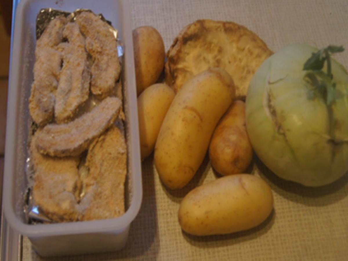Steinpilzschnitzel mit Rahmkohlrabi und Sellerie-Kartoffel-Stampf - Rezept - Bild Nr. 3