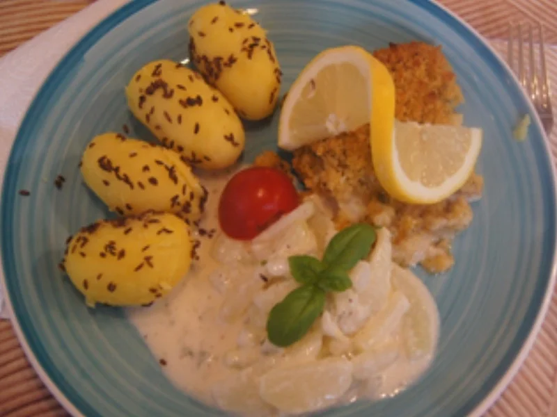 Schlemmerfilet mit Rahm-Kohlrabi und Kümmel-Pellkartoffeln - Rezept - Bild Nr. 2