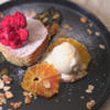 Mandelkuchen mit Vanilleeis und Orangenmarmelade - Rezept - Bild Nr. 17389