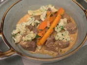 Kalbsragout mit Kräuterspatzen und Orangen-Chili Möhren - Rezept - Bild Nr. 17390