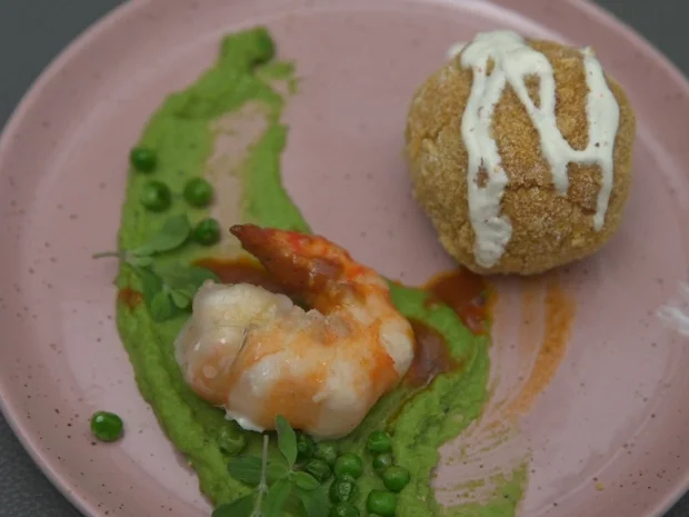 Arancini mit Krustentierschaum und Erbsenpüree - Rezept - Bild Nr. 17403