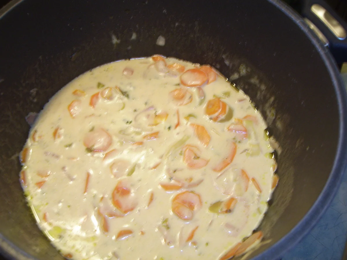 Lauch-Möhren mit Sauce Hollandaise und Huller - Rezept - Bild Nr. 17423