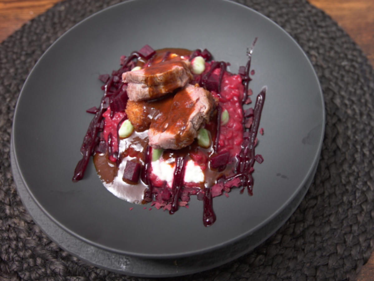 Rote-Bete-Risotto mit Kalbsfilet - Rezept - Bild Nr. 17420