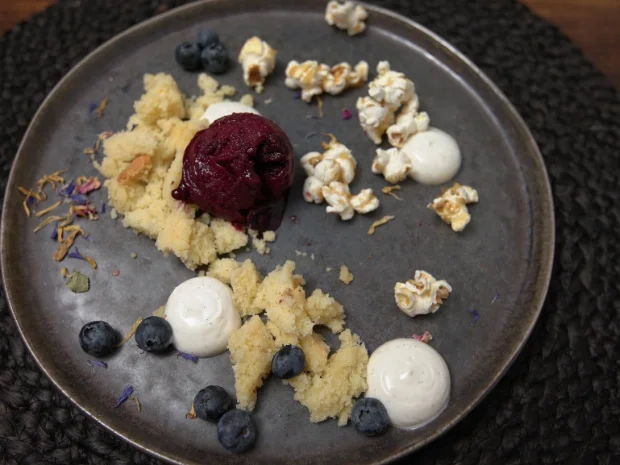 Blaubeersorbet mit Joghurtcreme und Schokoerde - Rezept - Bild Nr. 17420
