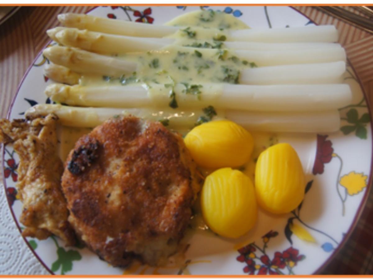 Gefülltes Hähnchenbrustfilet mit Spargel, Petersiliensauce und Drillingen - Rezept - Bild Nr. 13