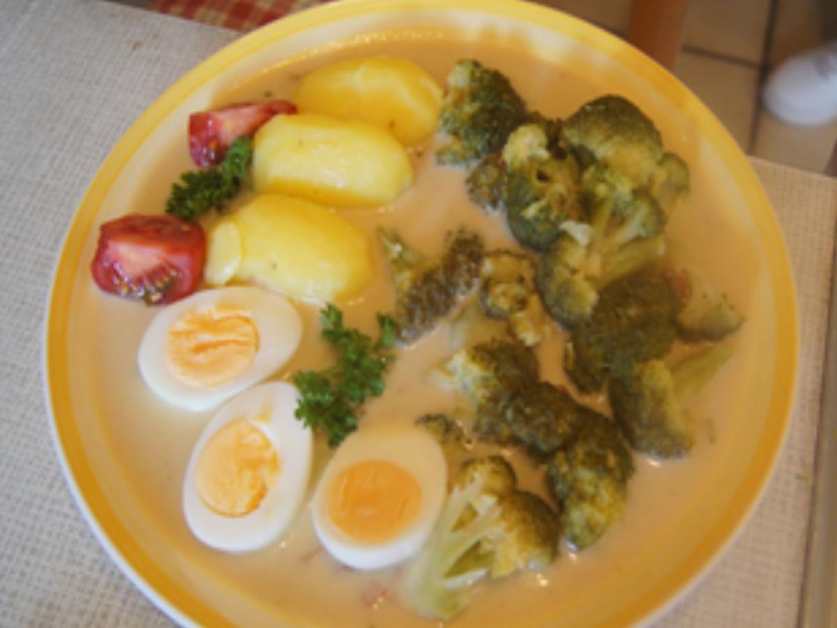 Eier-Bauchspeck-Brokkoli-Ragout mit Pellkartoffeln - Rezept - Bild Nr. 17432