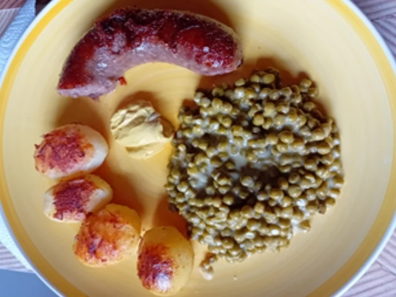 Eichsfelder Schwartenwurst mit Crème-Fraîche-Erbsen und Brat-Drillingen - Rezept - Bild Nr. 13