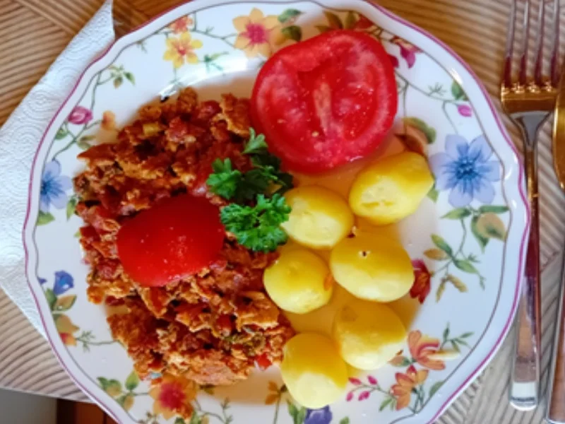 Tomaten mit pfannengerührten Eiern und Mini-Pellkartoffeln - Rezept - Bild Nr. 15