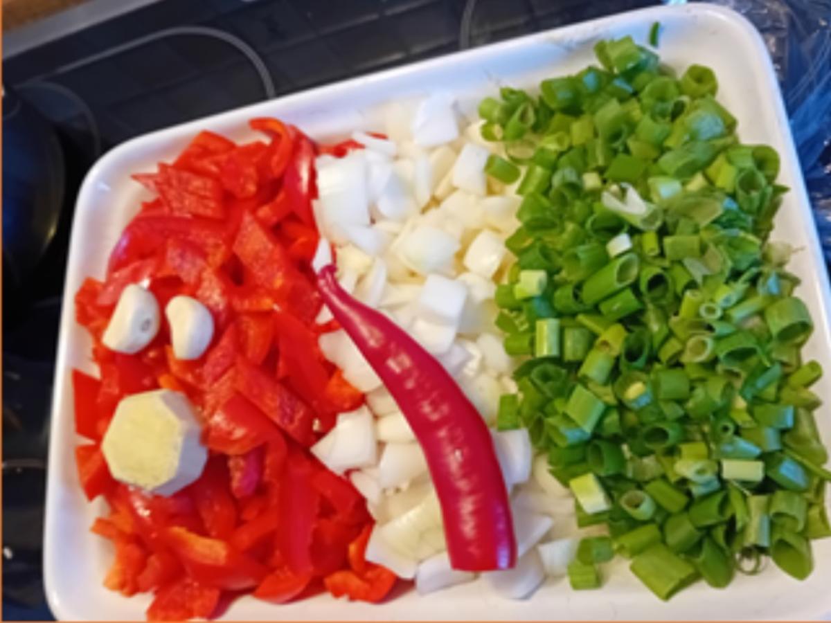 Curry-Rinderhackfleisch-Paprika-Zwiebel-Wok mit Basmatireis - Rezept - Bild Nr. 4