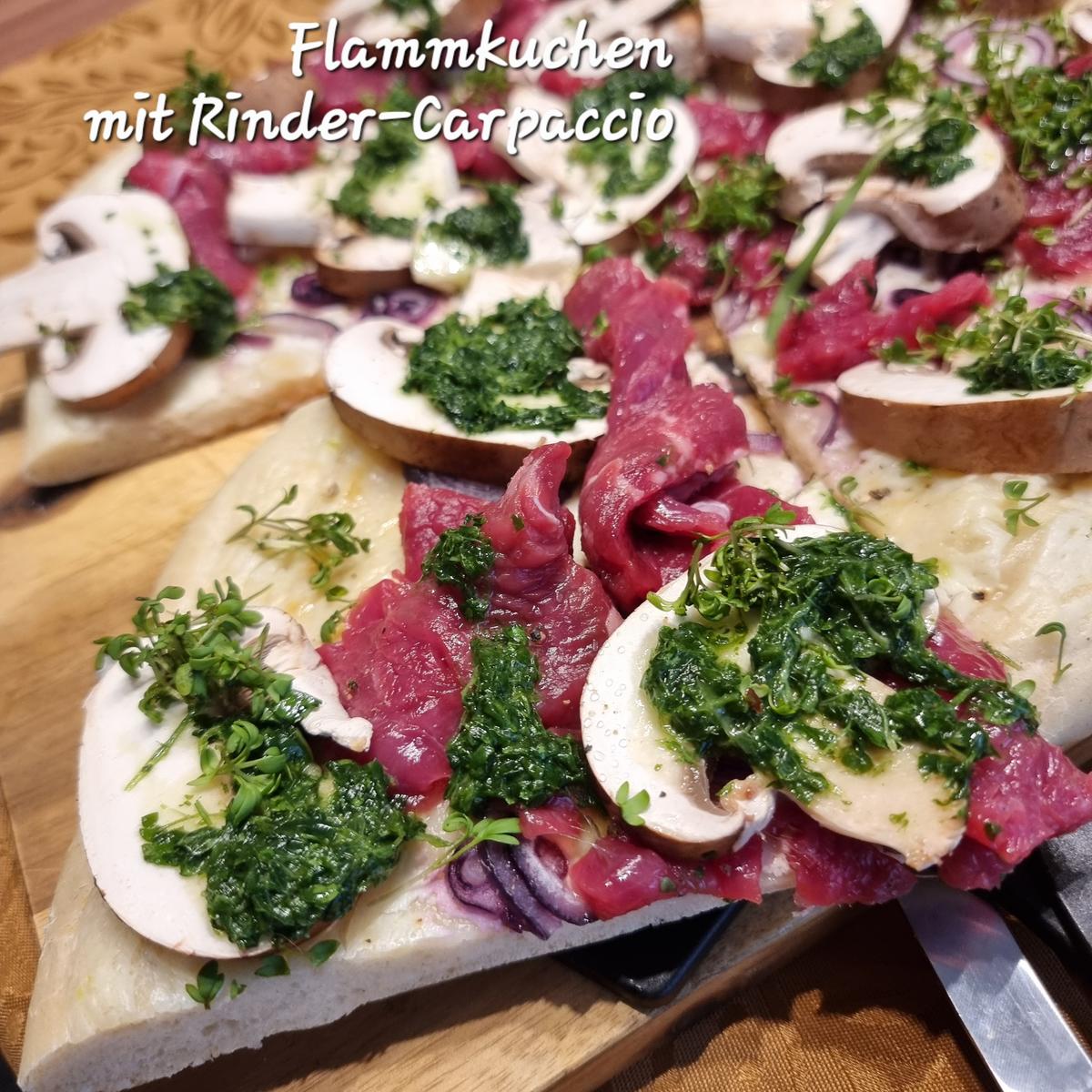 Flammkuchen mit Rinder-Carpaccio - Rezept - Bild Nr. 17483