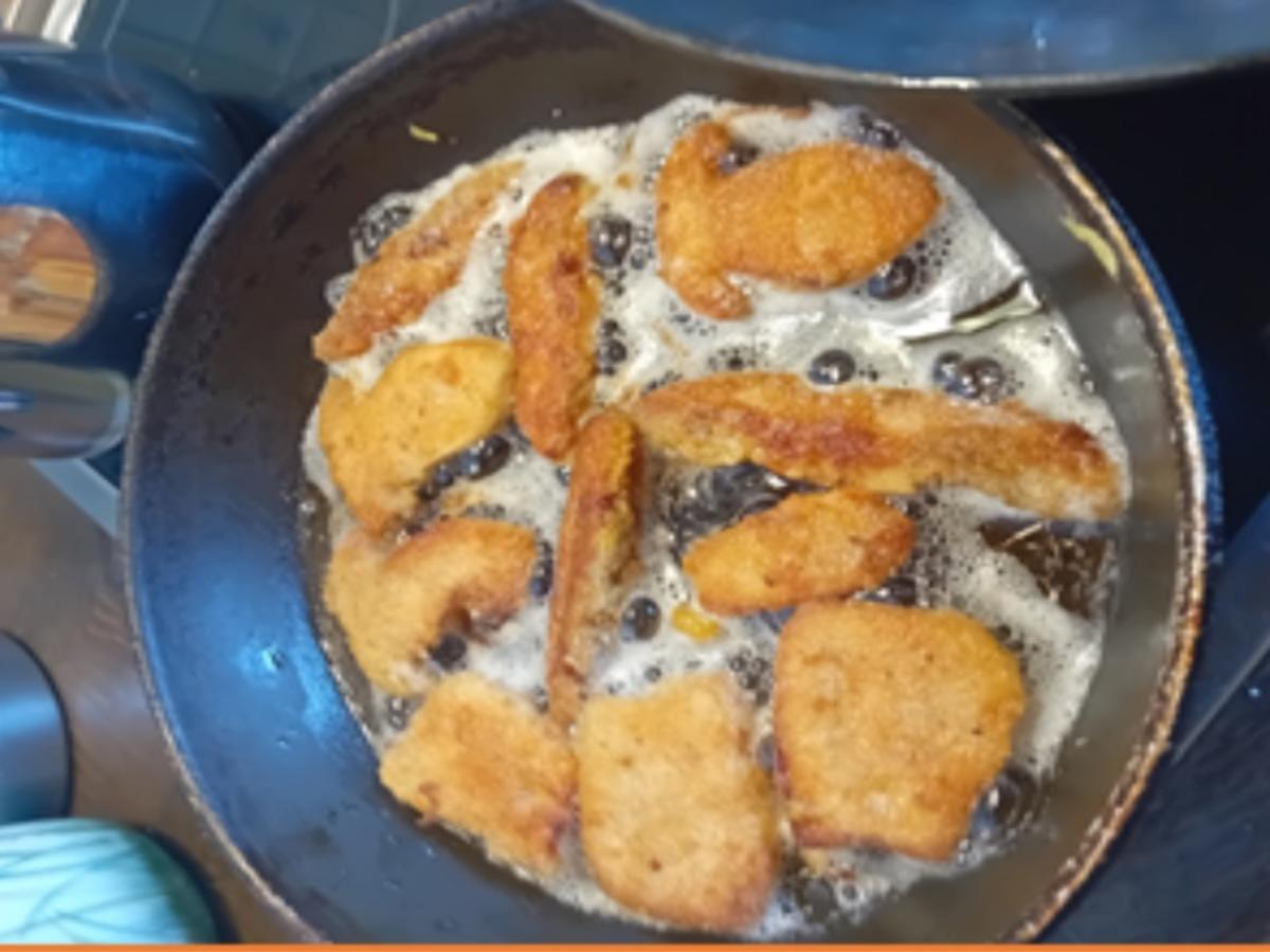 Steinpilzschnitzel mit frittierten Blumenkohl im Bier-Teig, Tsatsiki und Drillingen - Rezept - Bild Nr. 17481