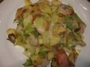 Gröstl mit Bratwurst,Bohnen und Weisskohl - Rezept