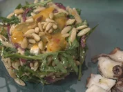 Pulpo mit Knoblauch, Orzo-Rucola-Salat mit Zitronen-Honig-Vinaigrette - Rezept - Bild Nr. 2