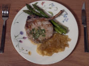 Tomahawk vom Strohschwein, Kartoffelpüree und grüner Spargel - Rezept - Bild Nr. 17505