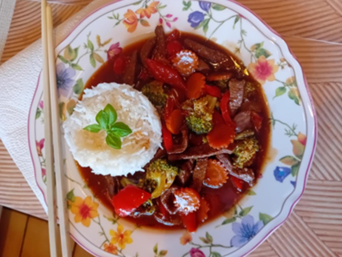 Hüftsteak-Gemüse-Wok mit Basmatireis - Rezept - Bild Nr. 2
