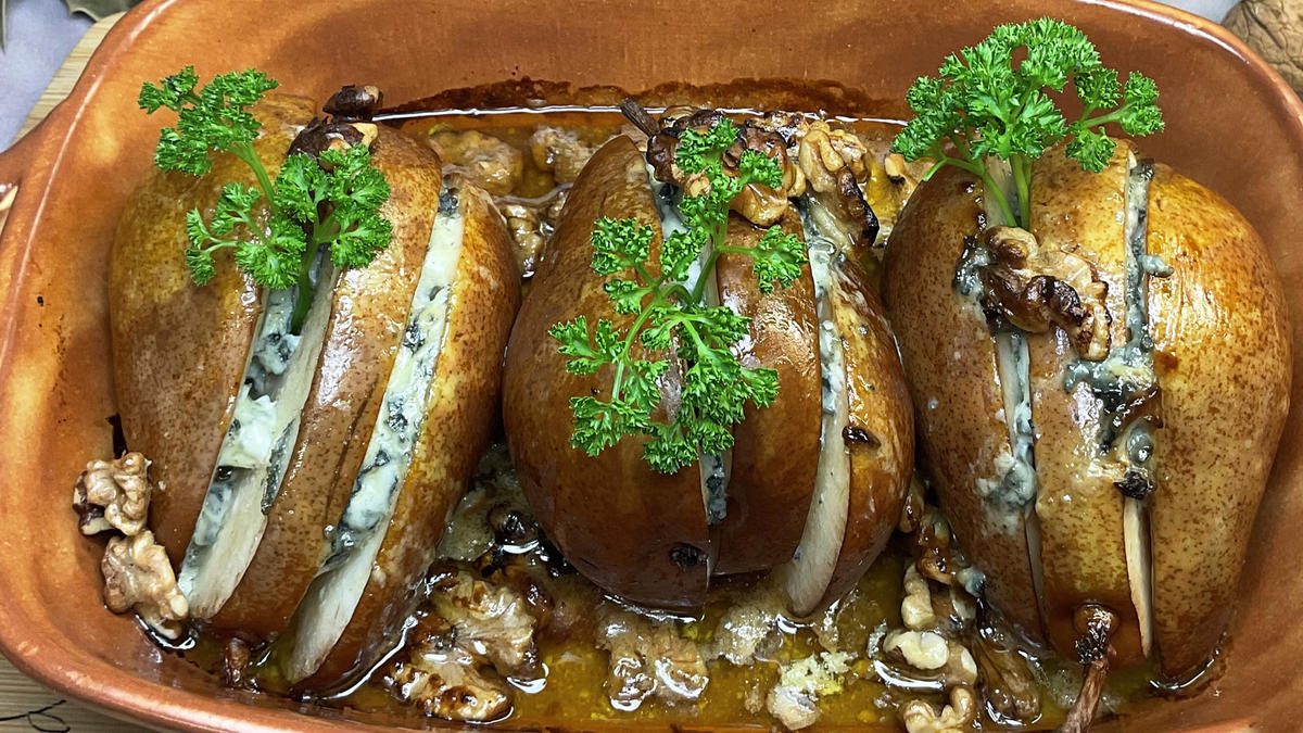 ???????? Birnen mit Gorgonzola, Honig und Nüssen - Rezept - Bild Nr. 17507