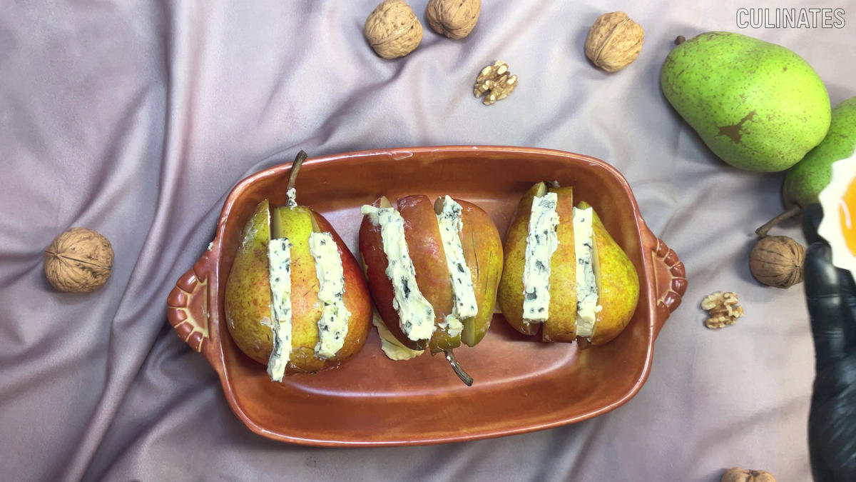 ???????? Birnen mit Gorgonzola, Honig und Nüssen - Rezept - Bild Nr. 17509