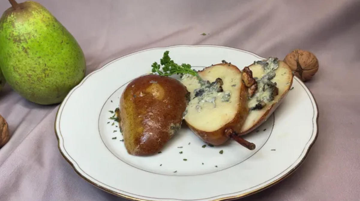 ???????? Birnen mit Gorgonzola, Honig und Nüssen - Rezept - Bild Nr. 17513