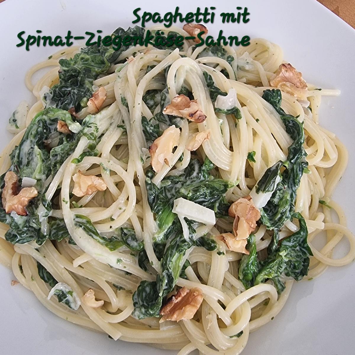 Spaghetti mit Spinat-Ziegenkäse -Sahne - Rezept - Bild Nr. 17507