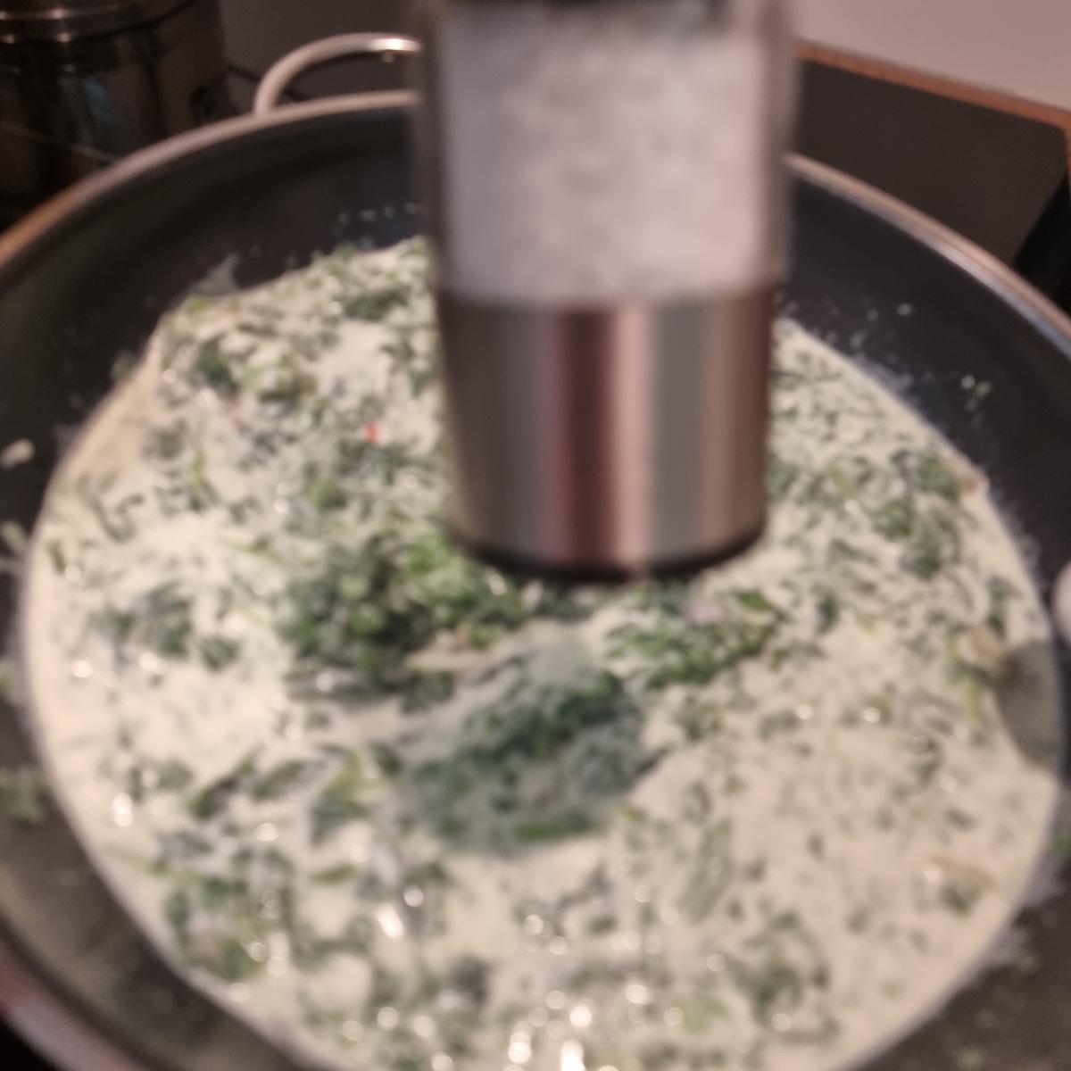 Spaghetti mit Spinat-Ziegenkäse -Sahne - Rezept - Bild Nr. 17514