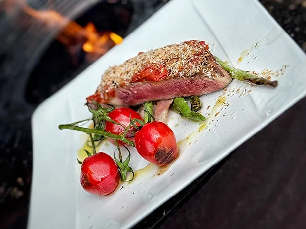 Ribeye aus dem Heu mit grünen Bohnen, Tomate und Spinat (Detlef Steves) - Rezept - Bild Nr. 17507