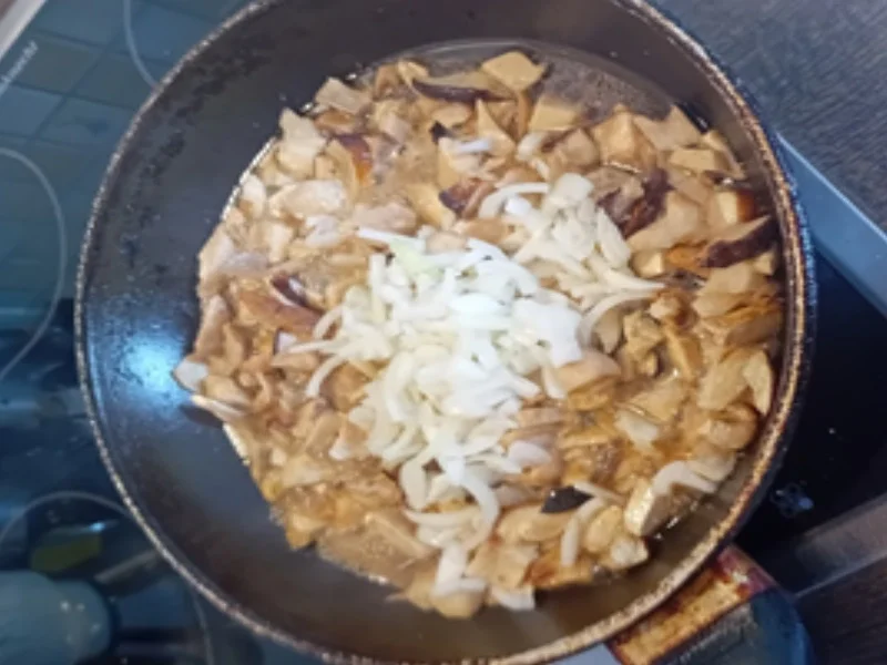 Schweinefilet-Steinpilz-Tomaten-Pfanne mit Naan Brot - Rezept - Bild Nr. 17519