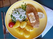 Knusper-Schnitzel mit grüner Sauce und Pellkartoffeln - Rezept - Bild Nr. 17507