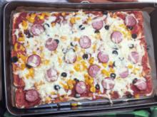 Pizza aus Toastbrot mit Wurst - Rezept - Bild Nr. 17515