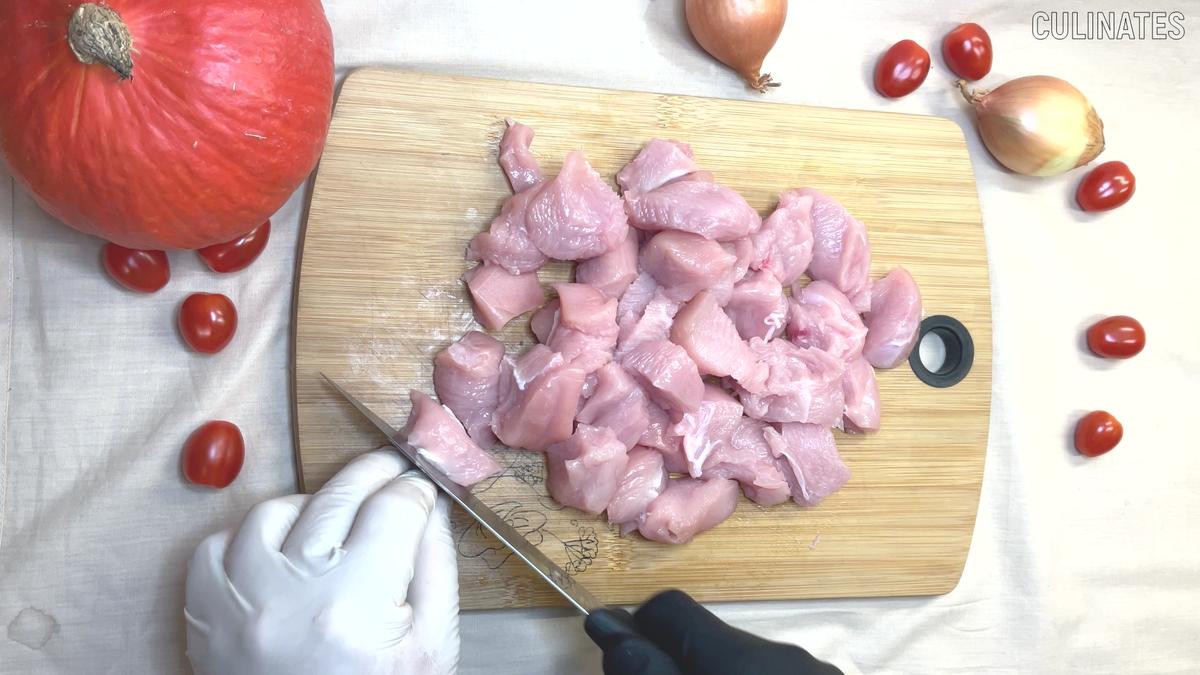 Rezept: Kürbis Rezept. Cremiges Hähnchen mit Kürbis Bild Nr. 17519 Kürbis Rezept. Cremiges Hähnchen mit Kürbis - Rezept - Bild Nr. 17519