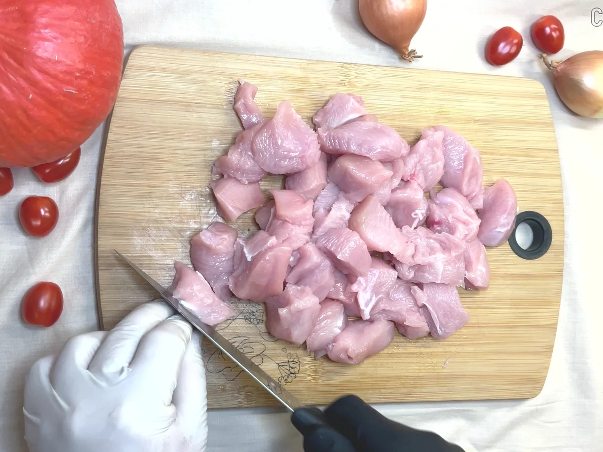 Rezept: Kürbis Rezept. Cremiges Hähnchen mit Kürbis Bild Nr. 17519 Kürbis Rezept. Cremiges Hähnchen mit Kürbis - Rezept - Bild Nr. 17519