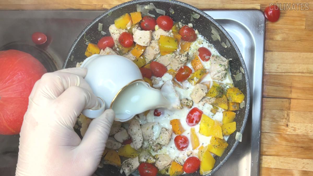 Rezept: Kürbis Rezept. Cremiges Hähnchen mit Kürbis Bild Nr. 17526 Kürbis Rezept. Cremiges Hähnchen mit Kürbis - Rezept - Bild Nr. 17526