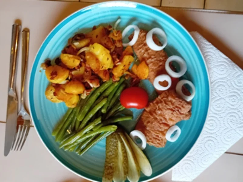Herzhafte Bratkartoffeln mit grünen Bohnen und Bratheringsfilet - Rezept - Bild Nr. 17523