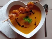 Möhren-Kürbis-Creme-Suppe mit Garnelenspieß - Rezept - Bild Nr. 17520