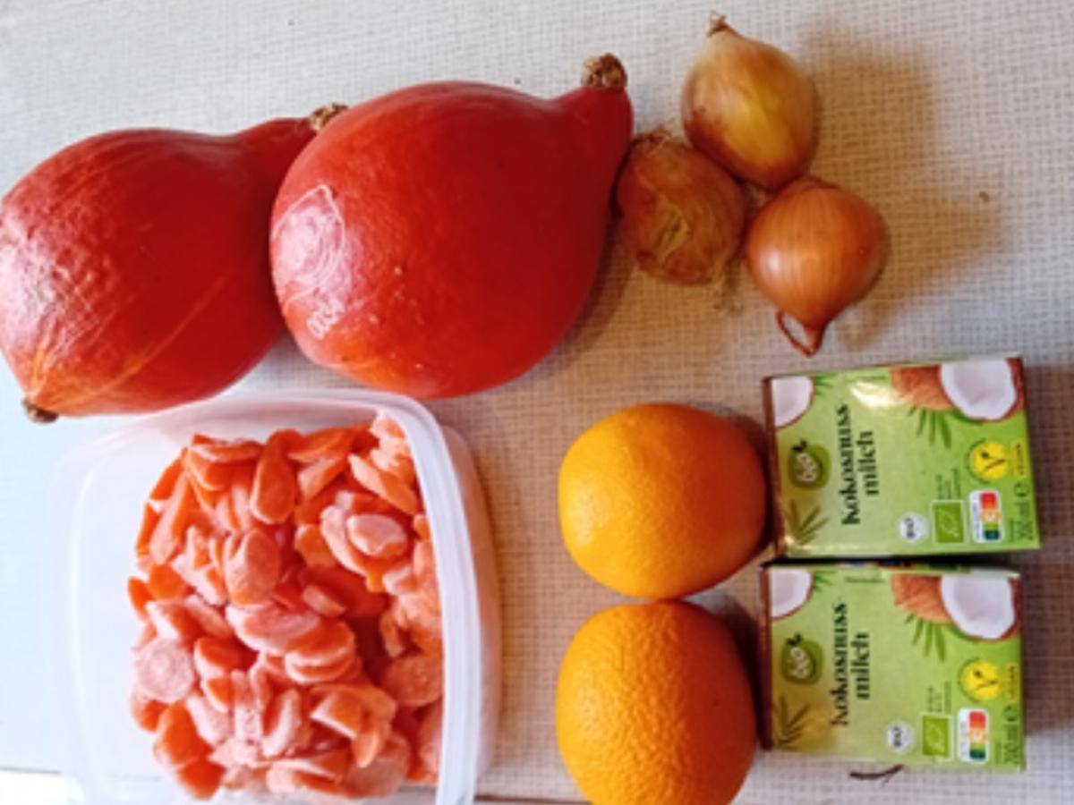 Möhren-Kürbis-Creme-Suppe mit Garnelenspieß - Rezept - Bild Nr. 17522