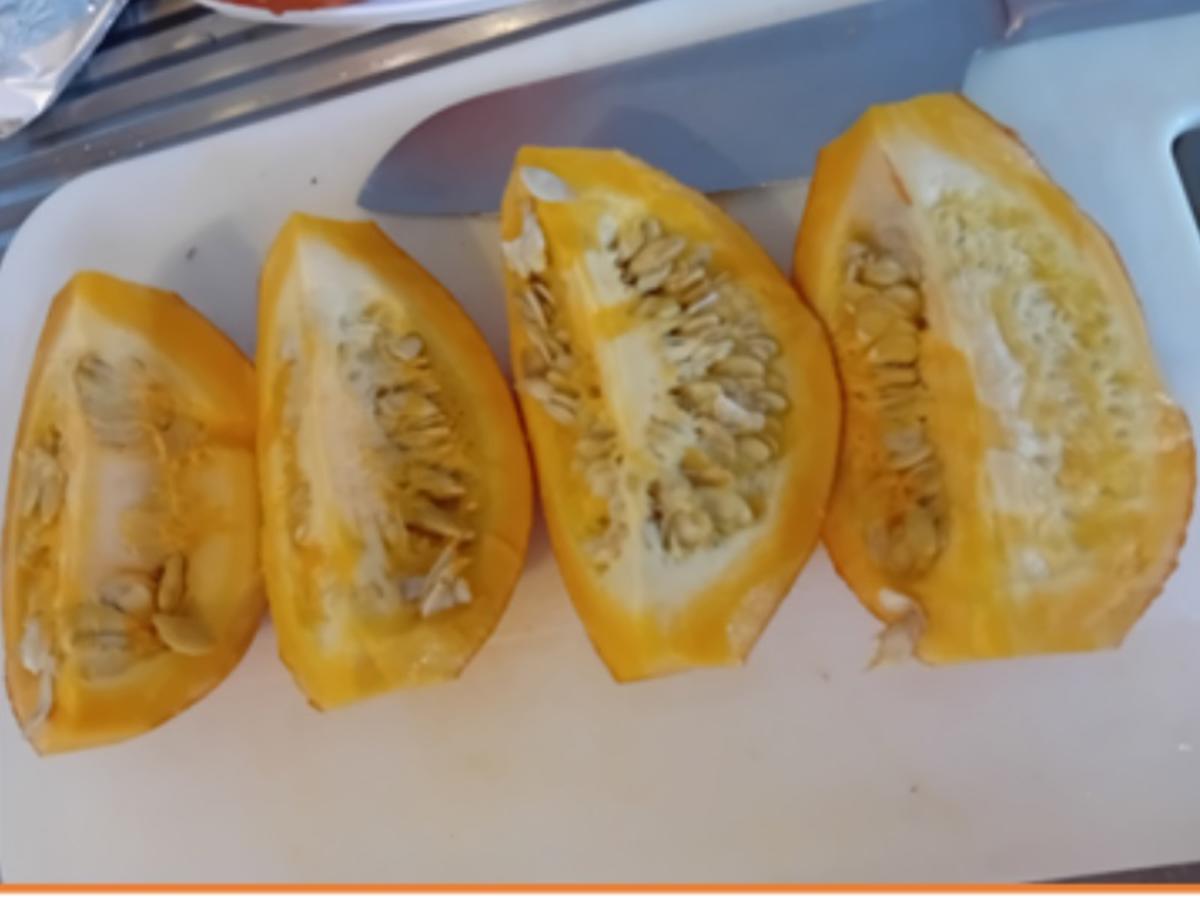 Möhren-Kürbis-Creme-Suppe mit Garnelenspieß - Rezept - Bild Nr. 17523