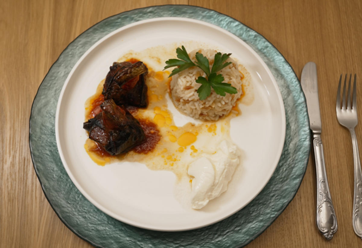 Reis mit Fadennudeln und Auberginenpäckchen mit Köfte - Rezept - Bild Nr. 17533