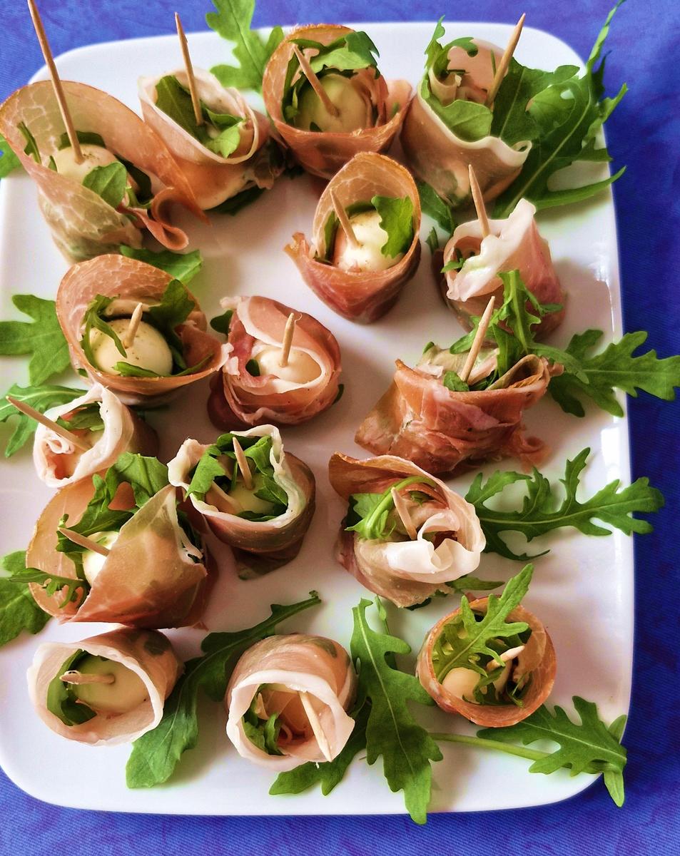 Aperohäppchen mit Parma -  Schinken und Mozzarella - Mini - Rezept - Bild Nr. 6