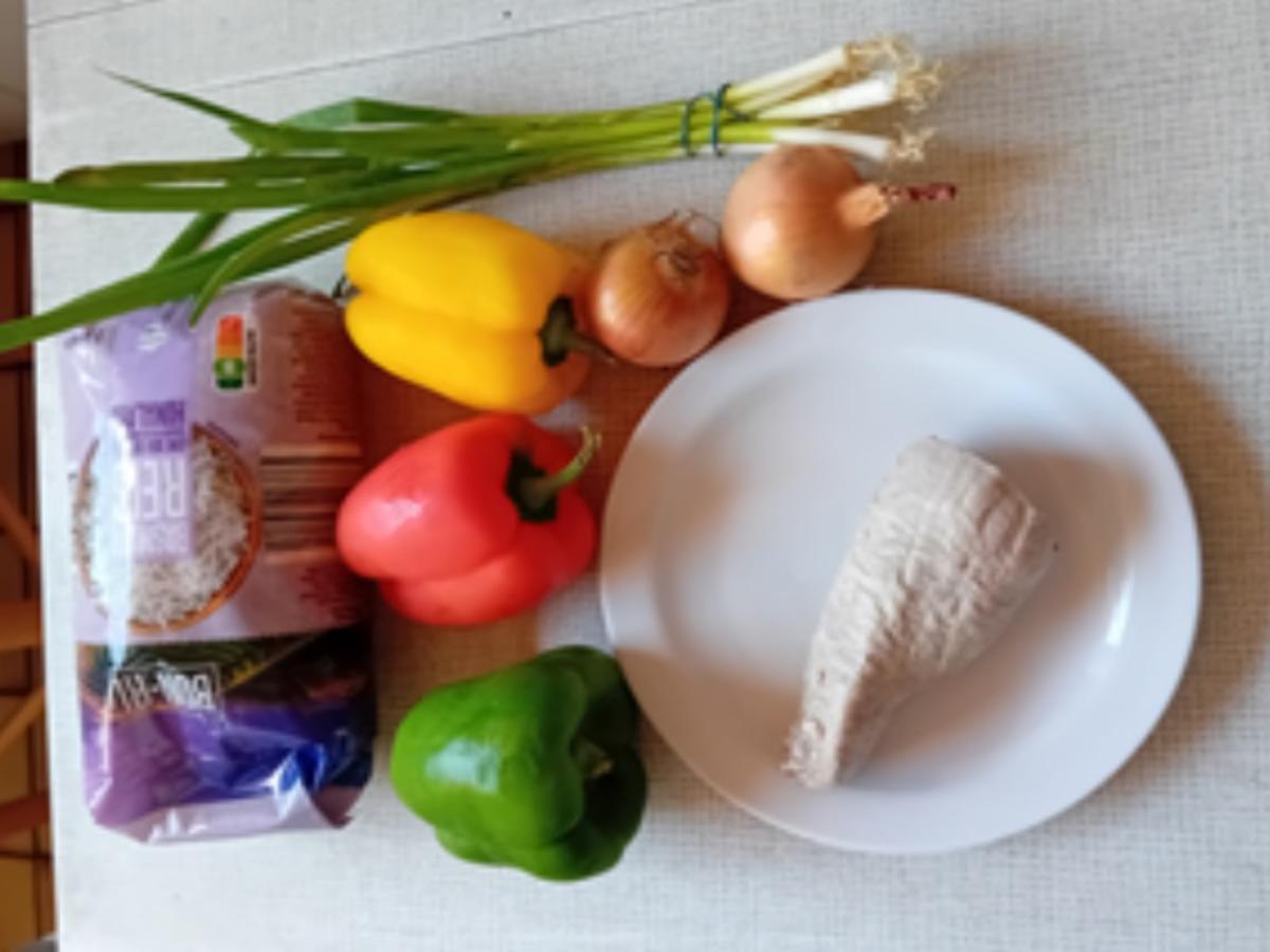 Zweimal gegartes Schweinefilet mit Paprika-Zwiebel-Gemüse und Basmatireis - Rezept - Bild Nr. 3