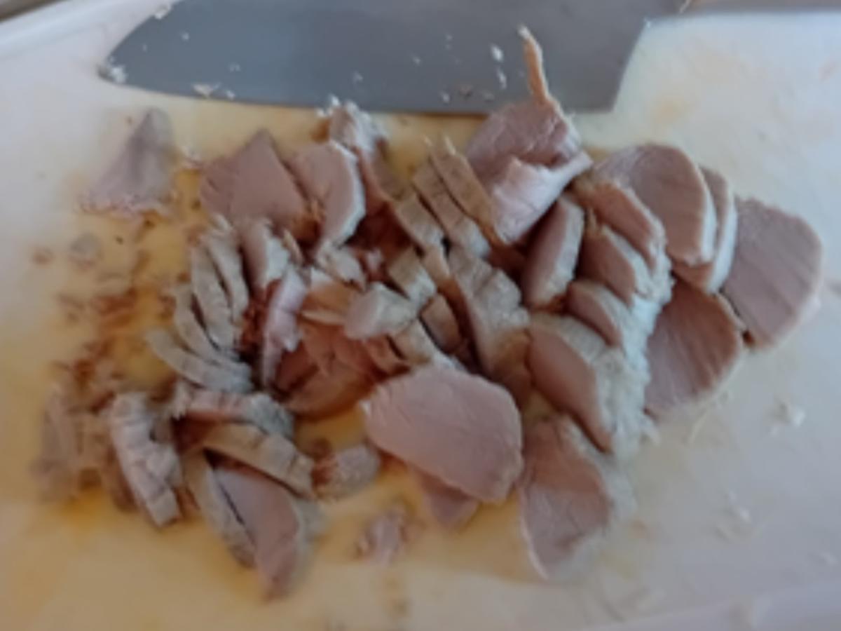 Zweimal gegartes Schweinefilet mit Paprika-Zwiebel-Gemüse und Basmatireis - Rezept - Bild Nr. 5