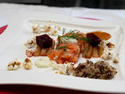 Lachstatar mit dreierlei Gemüse und Orangen-Popcorn - Rezept - Bild Nr. 2