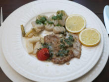 Kalbsschnitzel in Kapern, Wermut, Zitronensauce an selbstgemachten Gnocchi di patate - Rezept - Bild Nr. 2