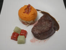 Rind mit Kartoffelstampf und Süßkartoffelpüree - Rezept - Bild Nr. 17598