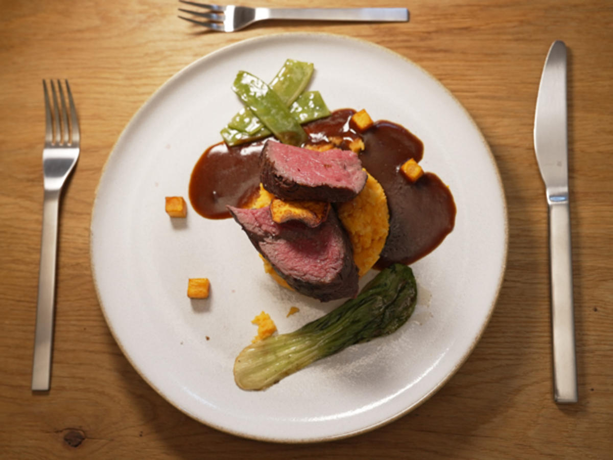 Rezept: Rinderfilet an Jus auf Süßkartoffel-Kartoffelstampf Bild Nr. 17598 Rinderfilet an Jus auf Süßkartoffel-Kartoffelstampf - Rezept - Bild Nr. 17598