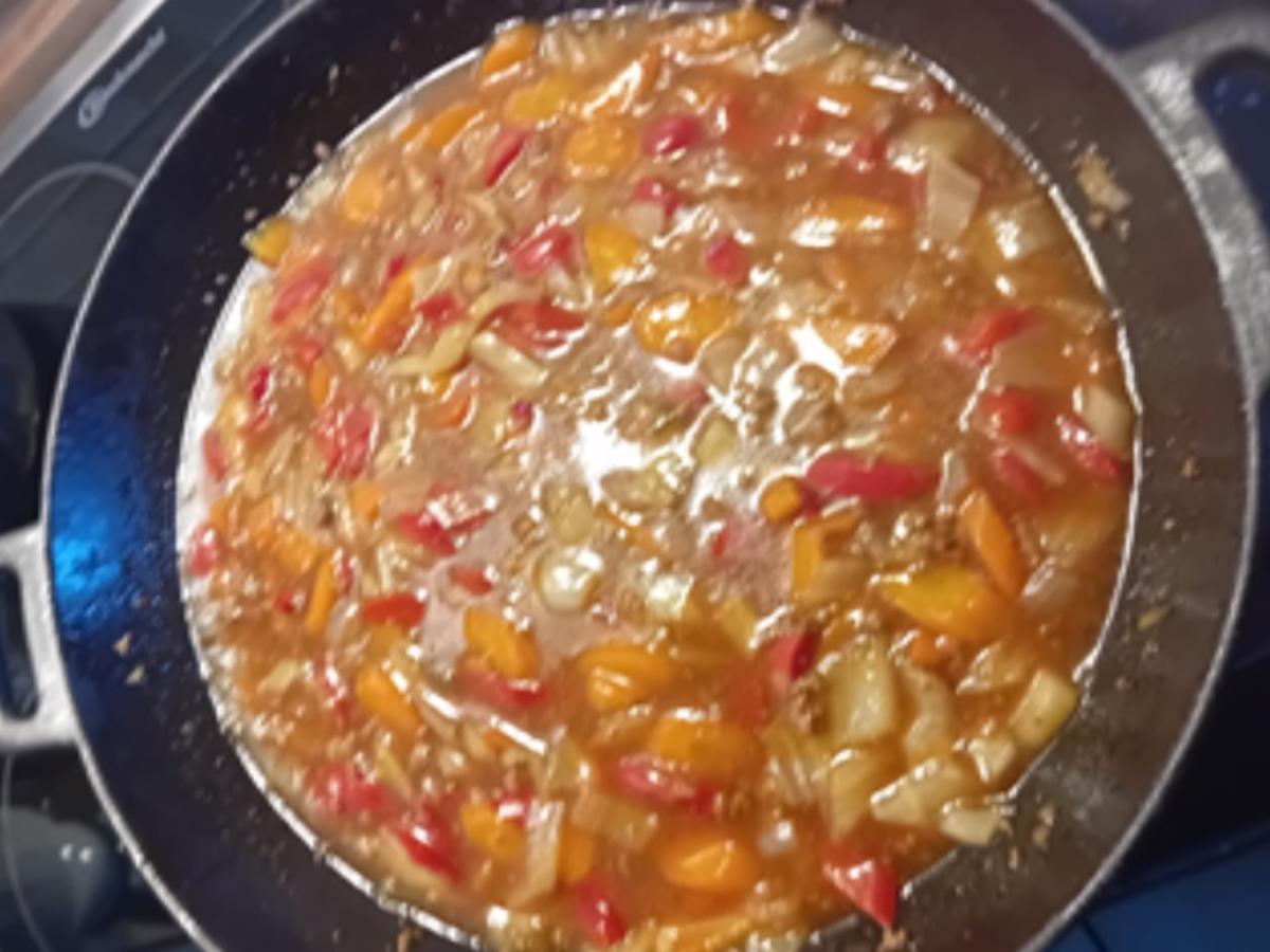 Rinderhackfleisch-Gemüsemix süß-sauer im Wok mit Jasmin-Reis - Rezept - Bild Nr. 17614