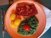 Gebräunter Leberkäse mit würzigen Rahmspinat und Drillingen - Rezept - Bild Nr. 17603
