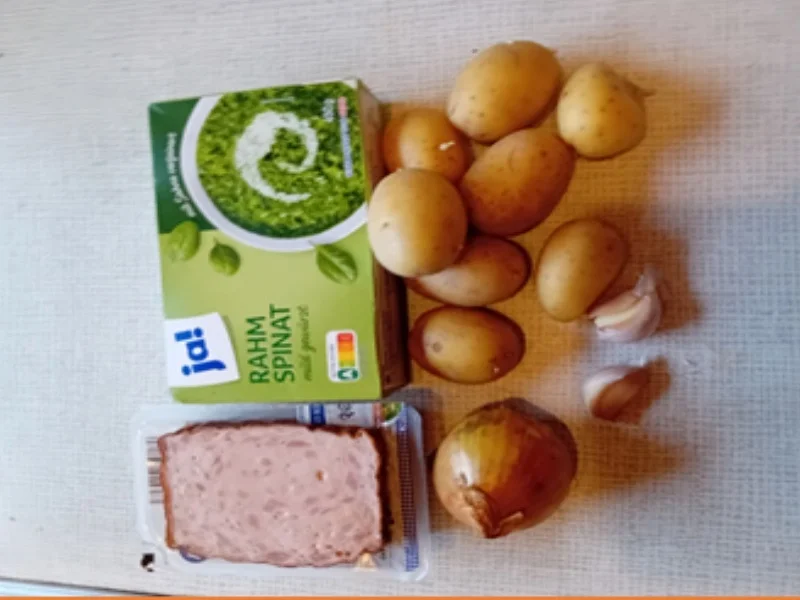 Gebräunter Leberkäse mit würzigen Rahmspinat und Drillingen - Rezept - Bild Nr. 17604