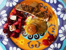 Flammlachs, frittiertes Ei und Rote-Bete-Salat - Rezept - Bild Nr. 17605